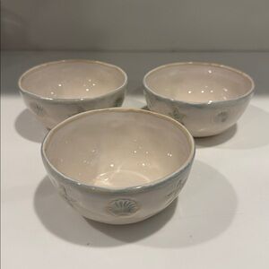 Shoreline by Homestudio Mini Side Bowls 4.5” Set of 3 Cream Ceramic Bowls